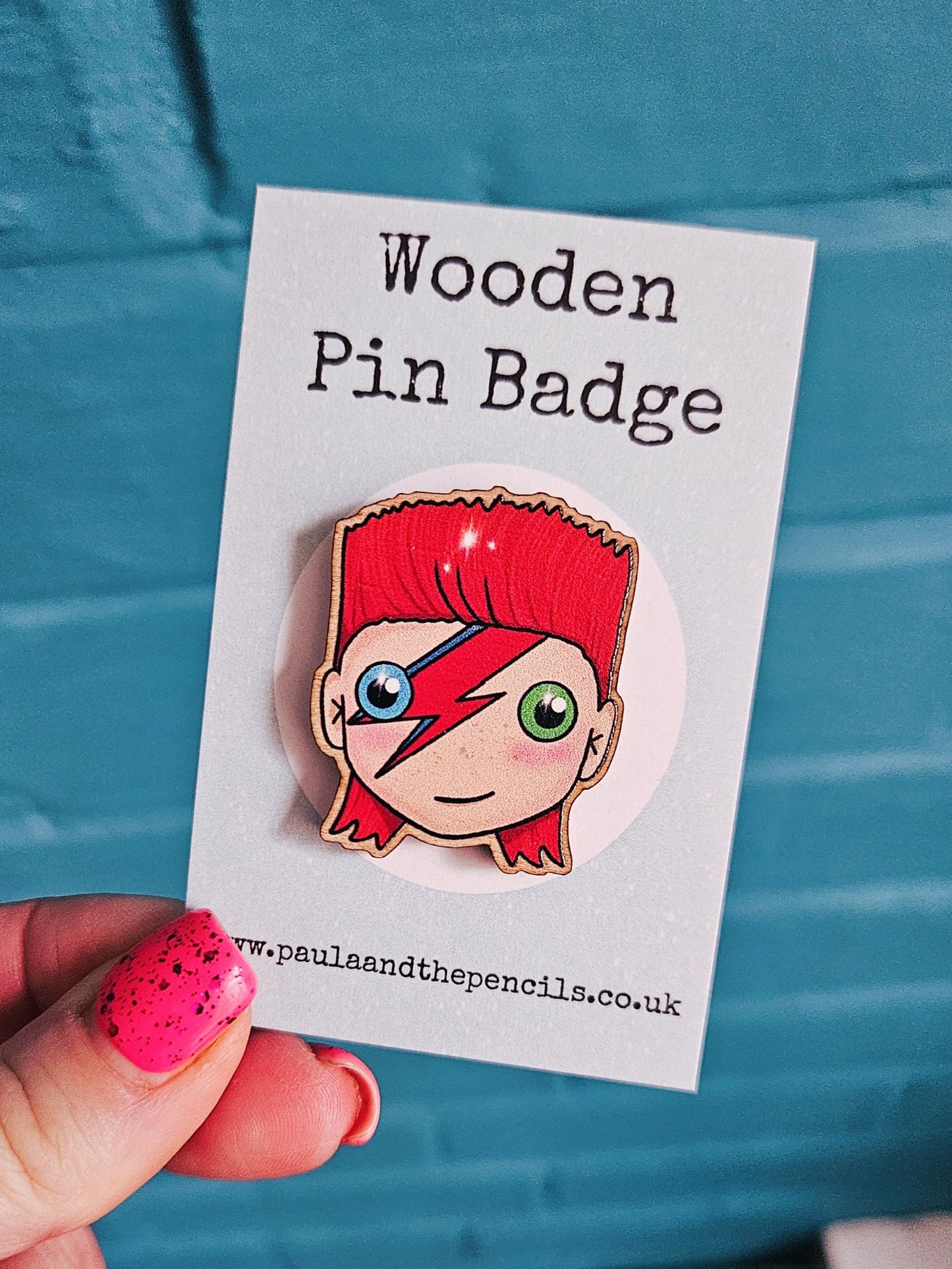 David Bowie Wooden Badge