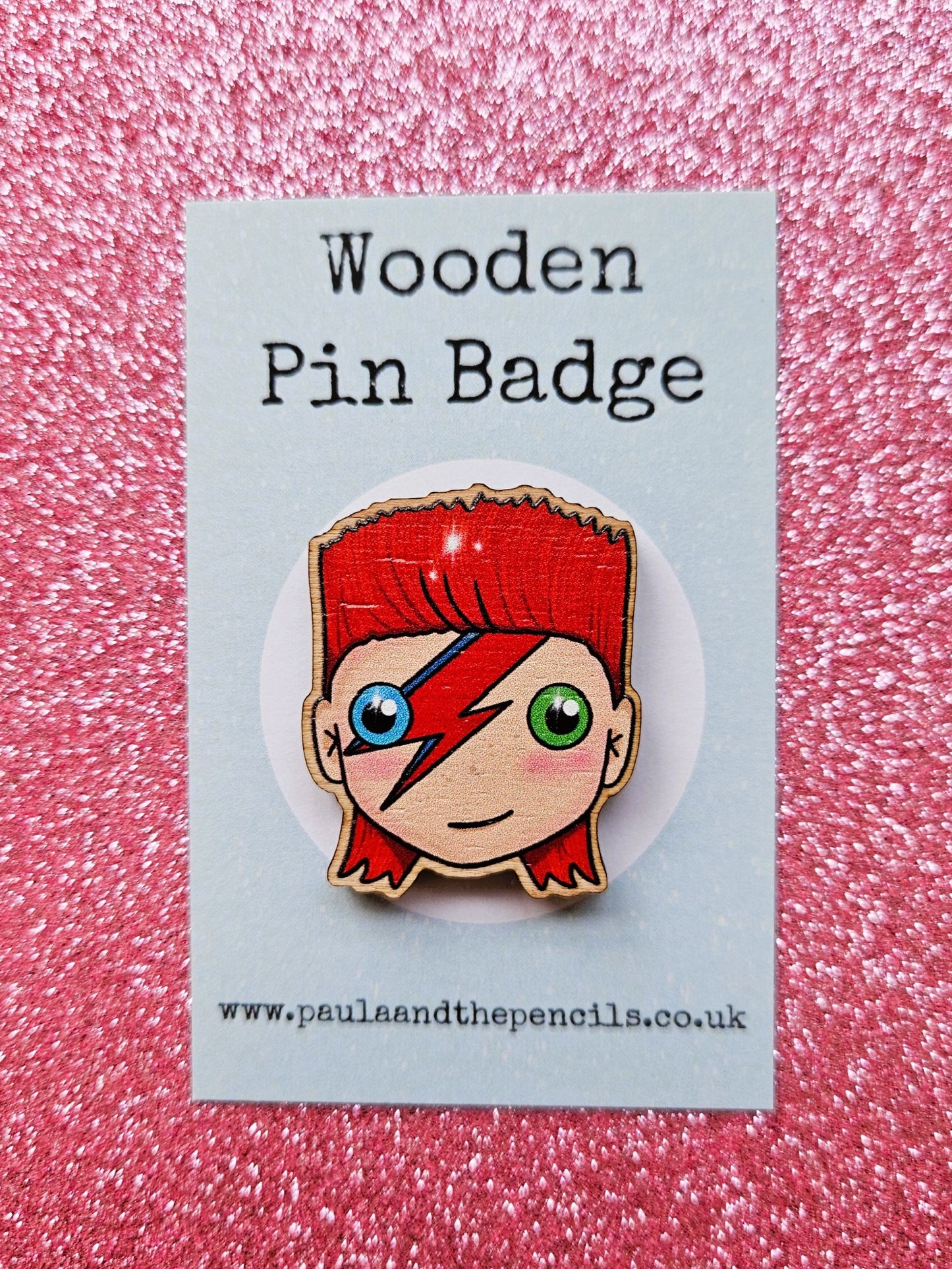 David Bowie Wooden Badge