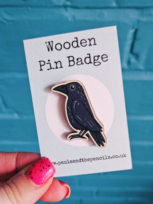 Crow Wooden Badge
