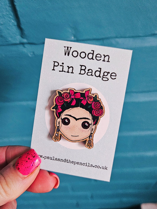 Frida Kahlo Wooden Badge