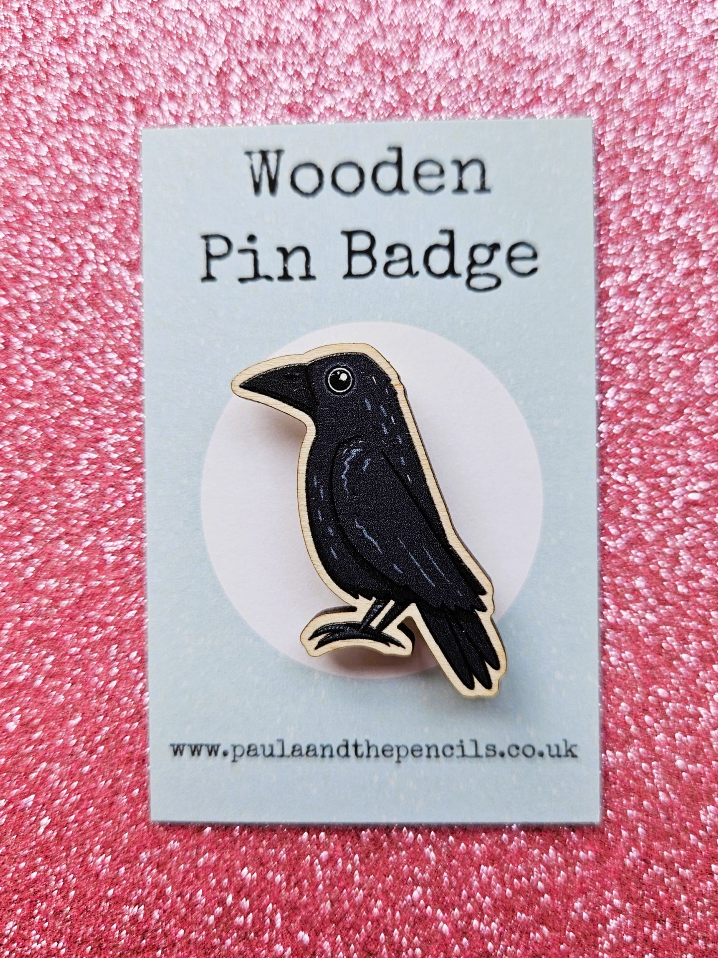 Crow Wooden Badge