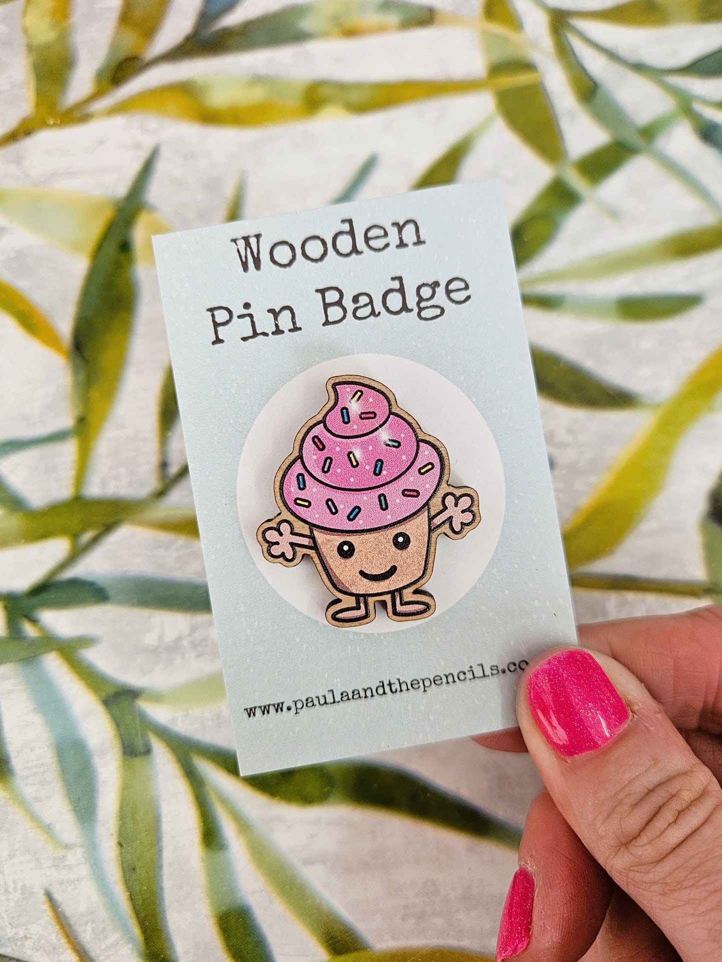 Cupcake Wooden Badge