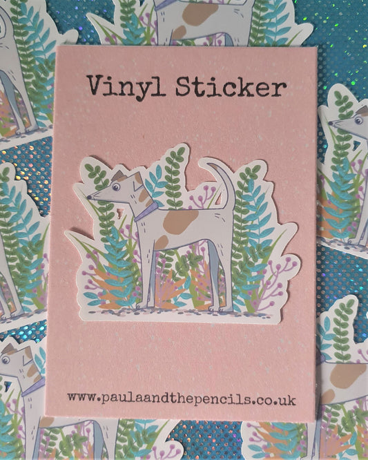 Whippet in the Flowers Sticker